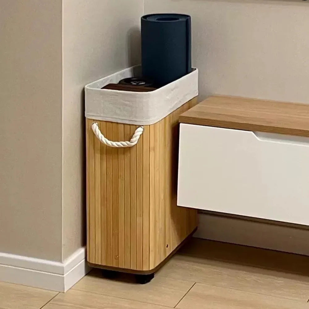 Household Crevice Storage Bucket Bamboo Woven Storage Basket  Packaging Paper, Miscellaneous Items Scroll, Yoga Mat Storage Box