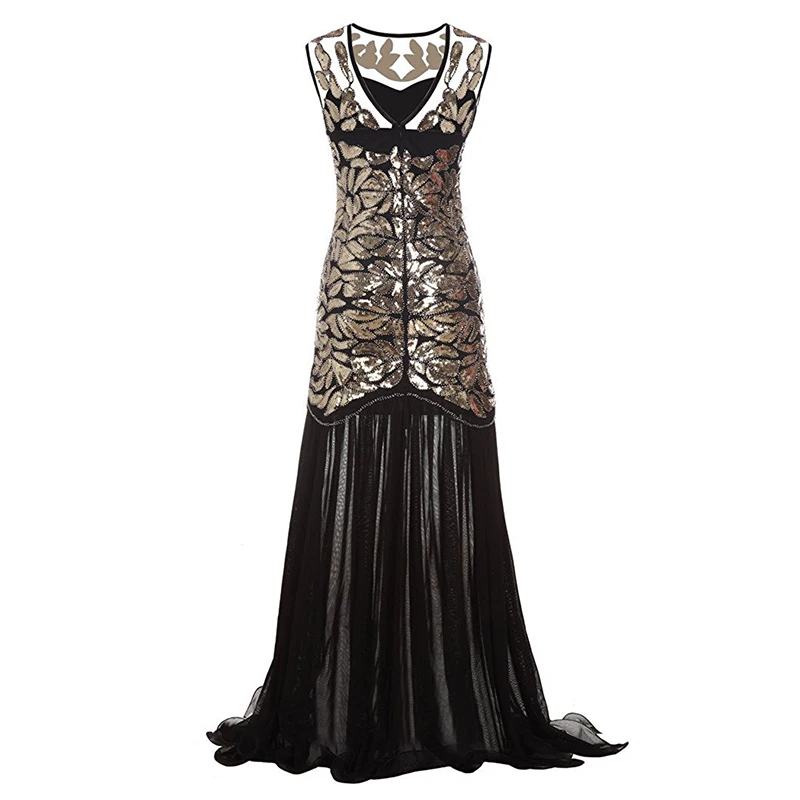 Luxurious Evening Gown Ladies Temperament Plus-size Women's Ball Vintage Sequin Party Dresses Sleeveless Long Slim-fit Dress