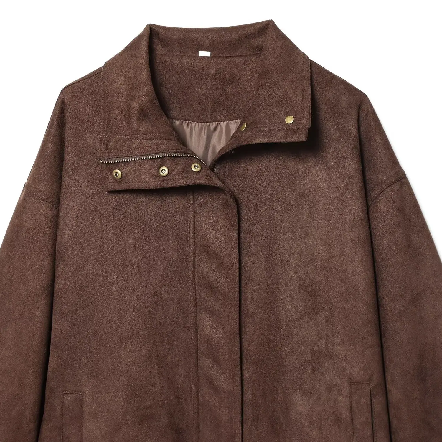 JNLEAOG Women's Faionable Versatile Autumn New Arrival Anti-Fur Leather Jaet Loose Fit  Color Warmth Polyester