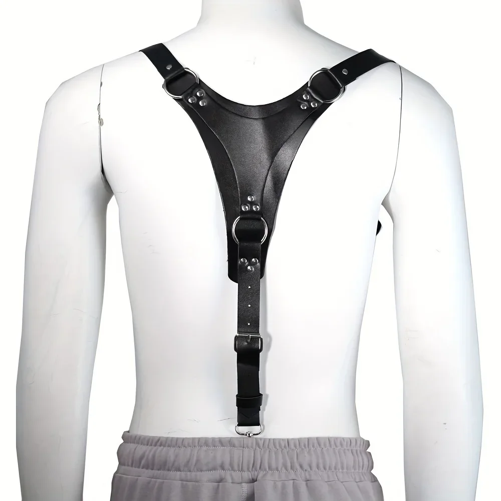 Men Harness Suspender BDSM Leather Studded Decor  Suspender Belt Adjustable BDSM Clothing Sex Belt Chest Harness Erotic Clothing