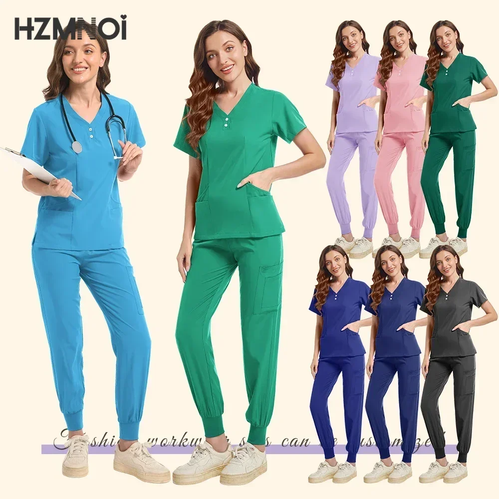 

Medical Tops Pant Women Scrubs Uniforms Hospital Doctors Scrub Sets Nurses Accessories Dental Clinic Beauty Salon Workwear Suit