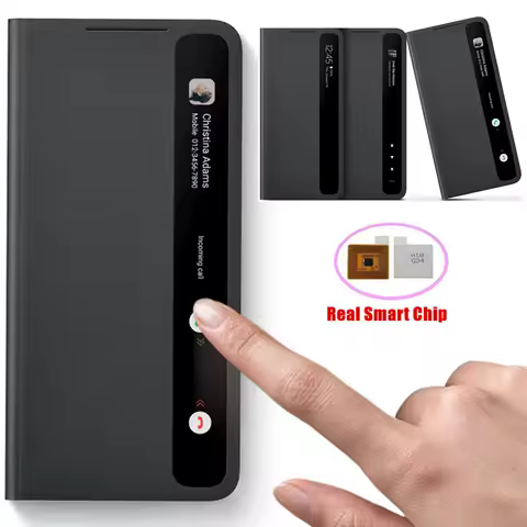 Window View Clear Smart Cover For Samsung Galaxy S21 Ultra S21 Plus S21+ Flip-free Answer Calls S-View Intelligent Leather Cases