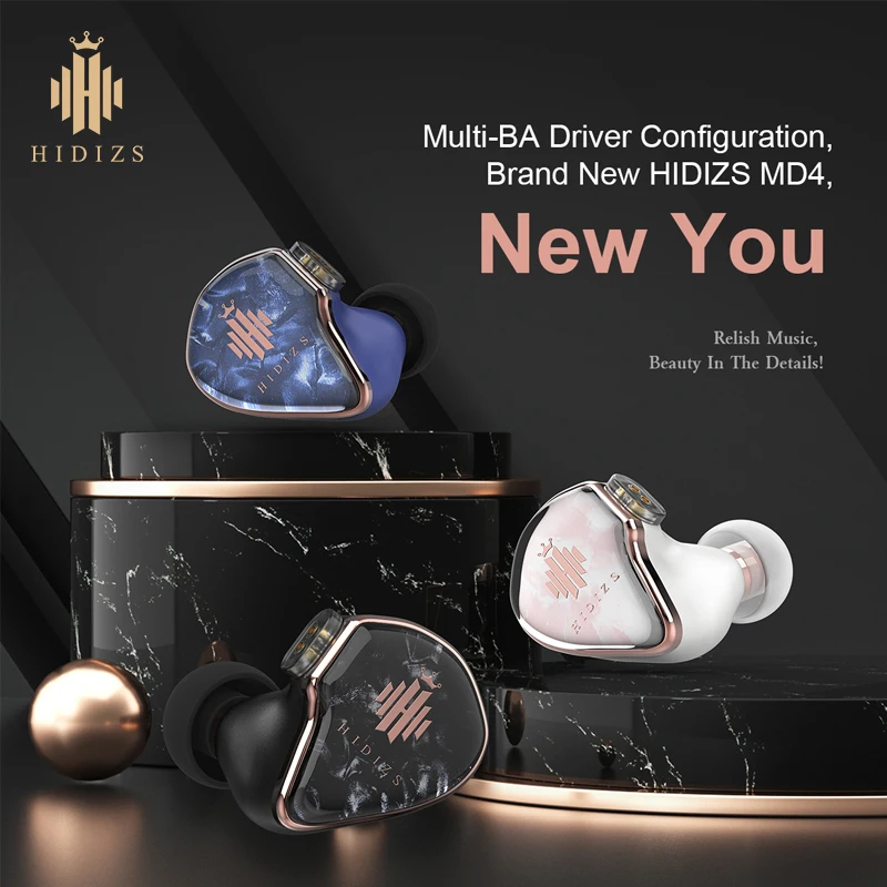 Hidizs Mermaid MD4 HiFi Best In Ear Wired IEMs Earphone for Iphone 12 Android Bass 4 Balanced Armature Drivers Tuning Monitors