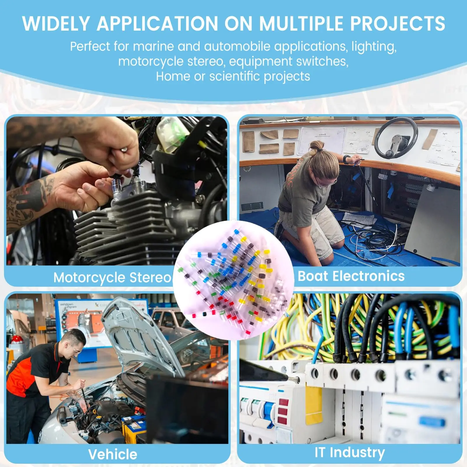 Connettori termorestringenti, connettori per cavi a crimpare elettrici isolati impermeabili, terminale di giunzione per barche marine automobilistiche