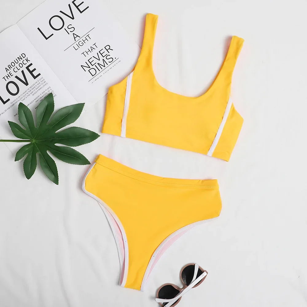 

Сексуальное бикини с высокой талией 2024, спортивный купальник-бандо, женские купальники, женские стринги, комплект бикини, пляжная одежда, купальный костюм, бассейн