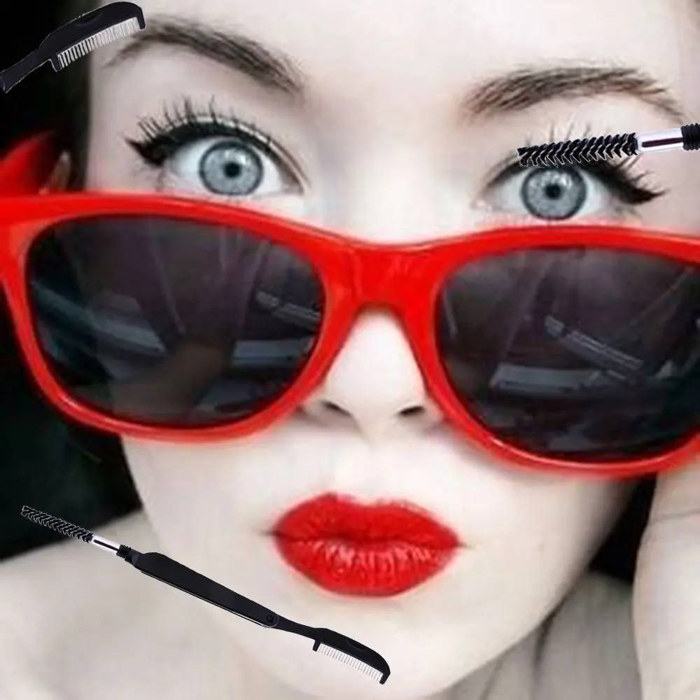 Zwarte dubbele kop wenkbrauwborstel wimpers verlenging cosmetische hulpmiddelen make-up borstel wimpers kam