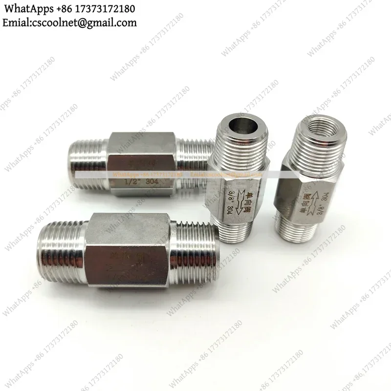 JS03 304 Stainless Steel One Way Valve Double Male Thread External Thread Check Valve