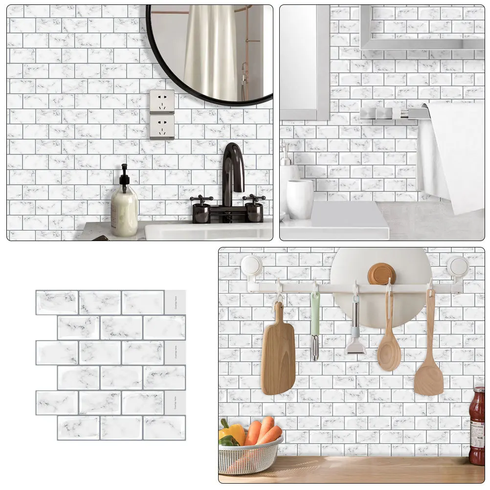 

2Pcs Waterproof Wall Tiles Decorative Peel Stick Kitchen Backsplash Bathroom Pool Tile Stickers Kitchen Stick on Tiles