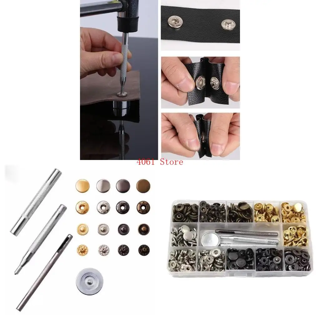 

12.5mm Metal Button Snaps Press Studs with Setter Tools Leather Crafts DIY