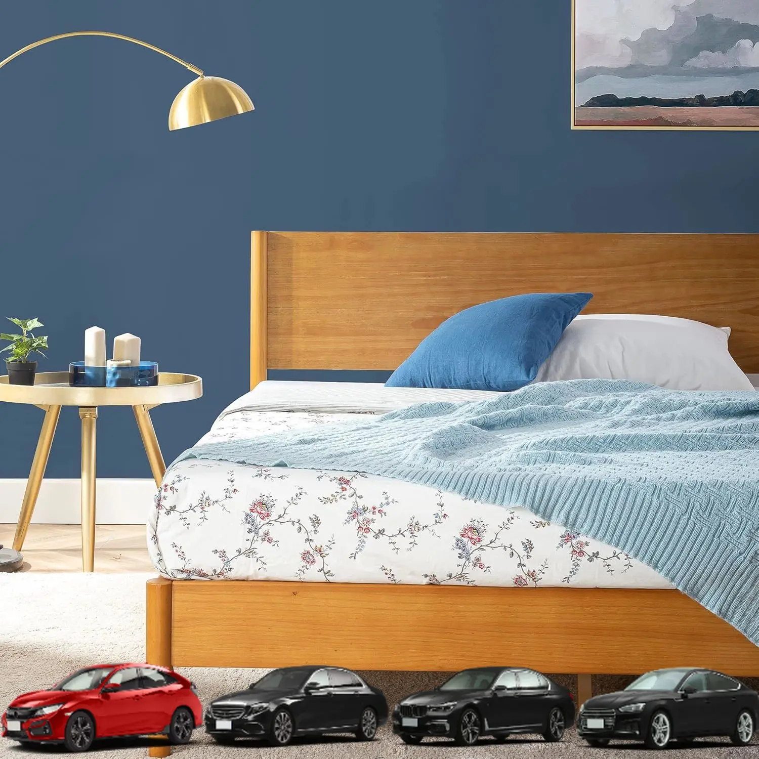 

Каркас кровати ZINUS Allen с деревянной платформой середины века, фундамент из массива дерева, опора для деревянных планок, коробчатая пружина не требуется, простая сборка,