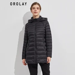 Orolay piumino lucido da donna Bubble Winter Coat piumino leggero con cappuccio militare