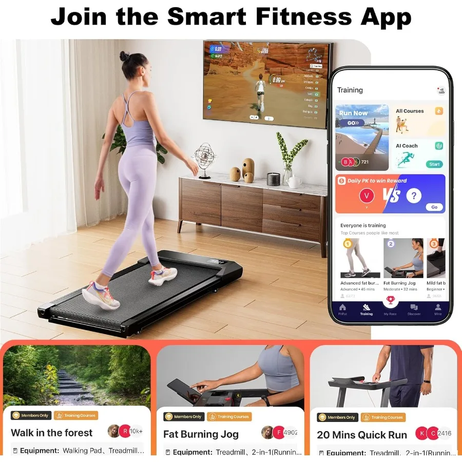 جهاز سير 2 في 1 تحت المكتب مع جهاز تحكم عن بعد للمكتب المنزلي: وسادة مشي محمولة خفيفة الوزن للجري والركض 2.5 حصان