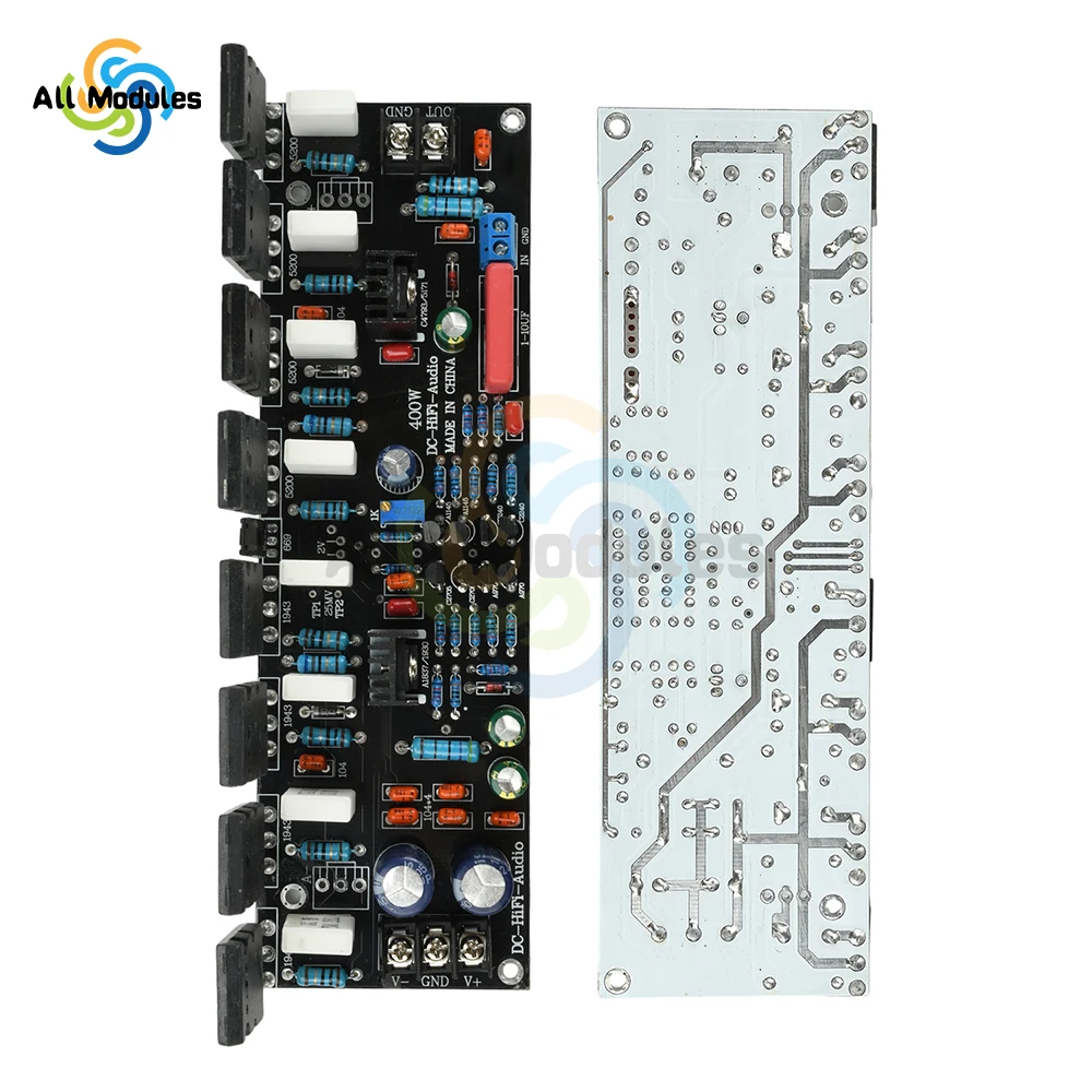 تيار مستمر 20 فولت-90 فولت ترقية 400 واط قناة واحدة مكبر كهربائي 1943 + 5200 الترانزستور عالية الطاقة وحدة الصوت أمبير