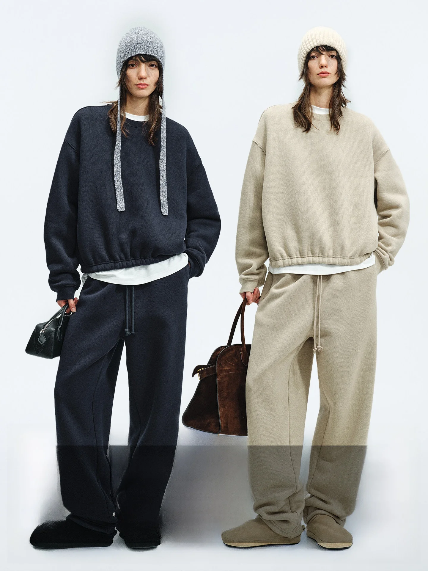 

Ayuko Lazy Faionable длинный бархатный хлопковый свитер Fce Dstring, повседневный комплект брюк, женский свободный зимний наряд