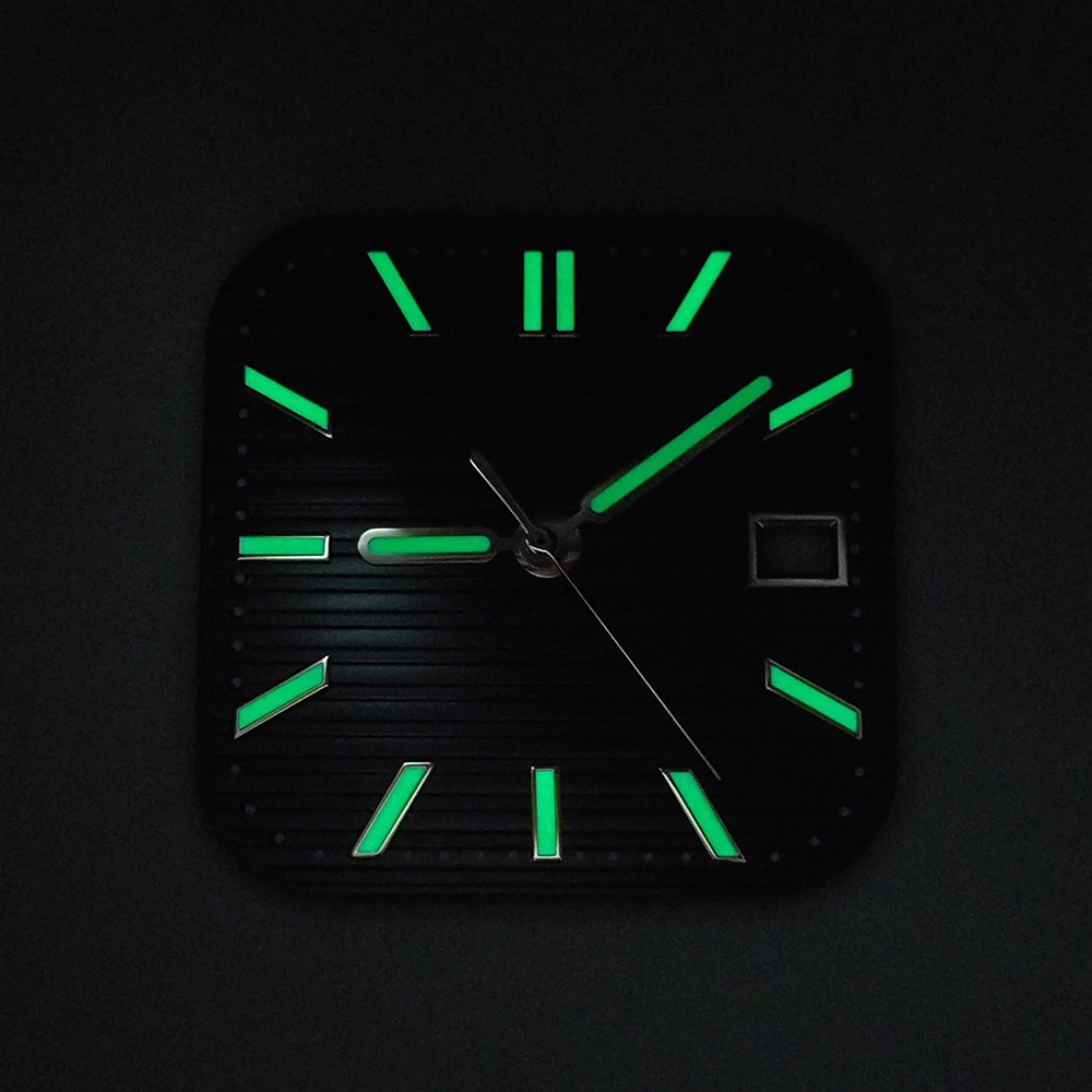 29.5 مللي متر شعار مخصص قرص ريترو مربع مخطط أفقي ، مناسب لملحقات ساعة الحركة الأوتوماتيكية NH35/36