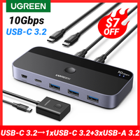 UGREEN 10Gbps USB C Switch USB C 3.2 Switcher for PC Keyboard, Mouse, Printer and Scanner 2 PCs Sharing 4 Devices USB Switch