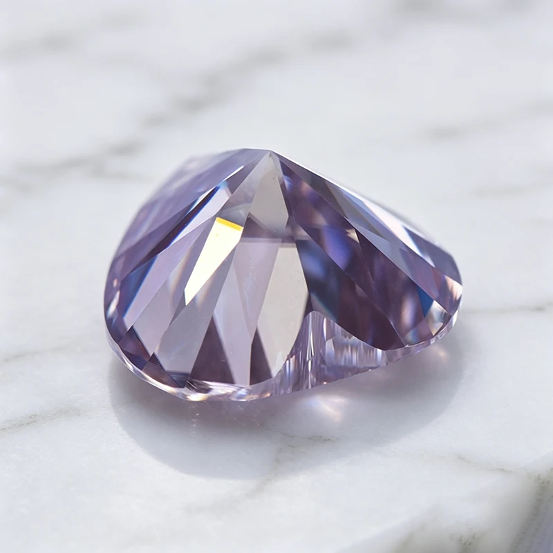 Moissanit-Stein Hellvioletter Herzschliff-Edelstein für Ring-, Halsketten- und Ohrringherstellung, Besteht Diamanttester mit Zertifikat – Detail 2