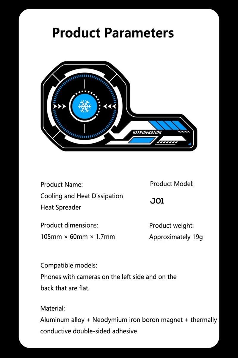 J01 Magnetischer Handy-Wärmeableiter Oberflächenmontierte Kühlung für Halbleiter-Flachbildschirm-Flüssigkeitskühlung mit Magnetkleber – Detail 13