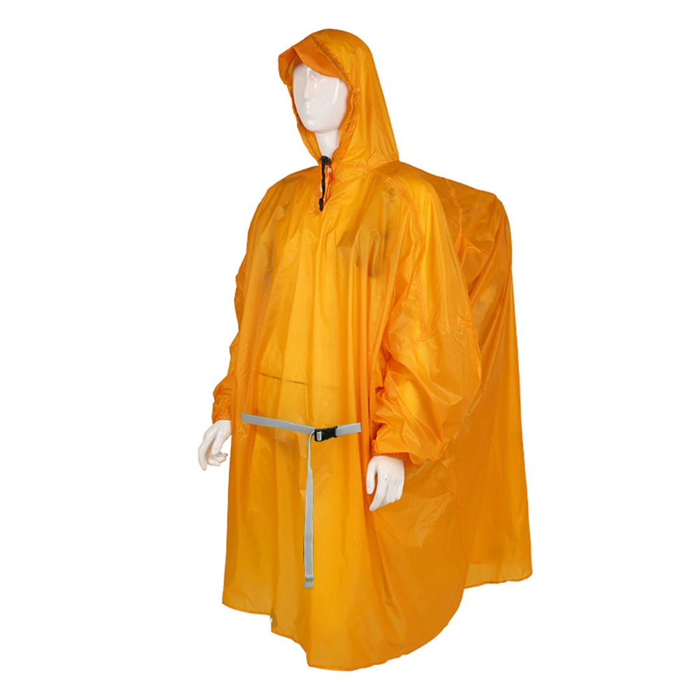 Hiking Waterproof Note Silicone Coated Ultralight Brim Drawstring Adjuster Poncho Ultralight Rain Poncho Hiking