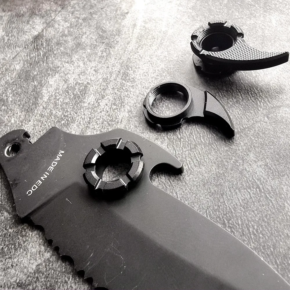 Imagem -03 - Peça de Liga de Alumínio Preto Tusk Fivela de Liberação Rápida de Abertura Rápida para Facas Dobráveis Spyderco e Outras Lâminas de Furo Redondo 1