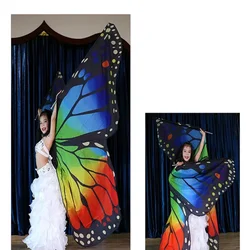 Belly dance adult double-sided color butterfly wings show costume props women show dance clothes seven color wings send sticks