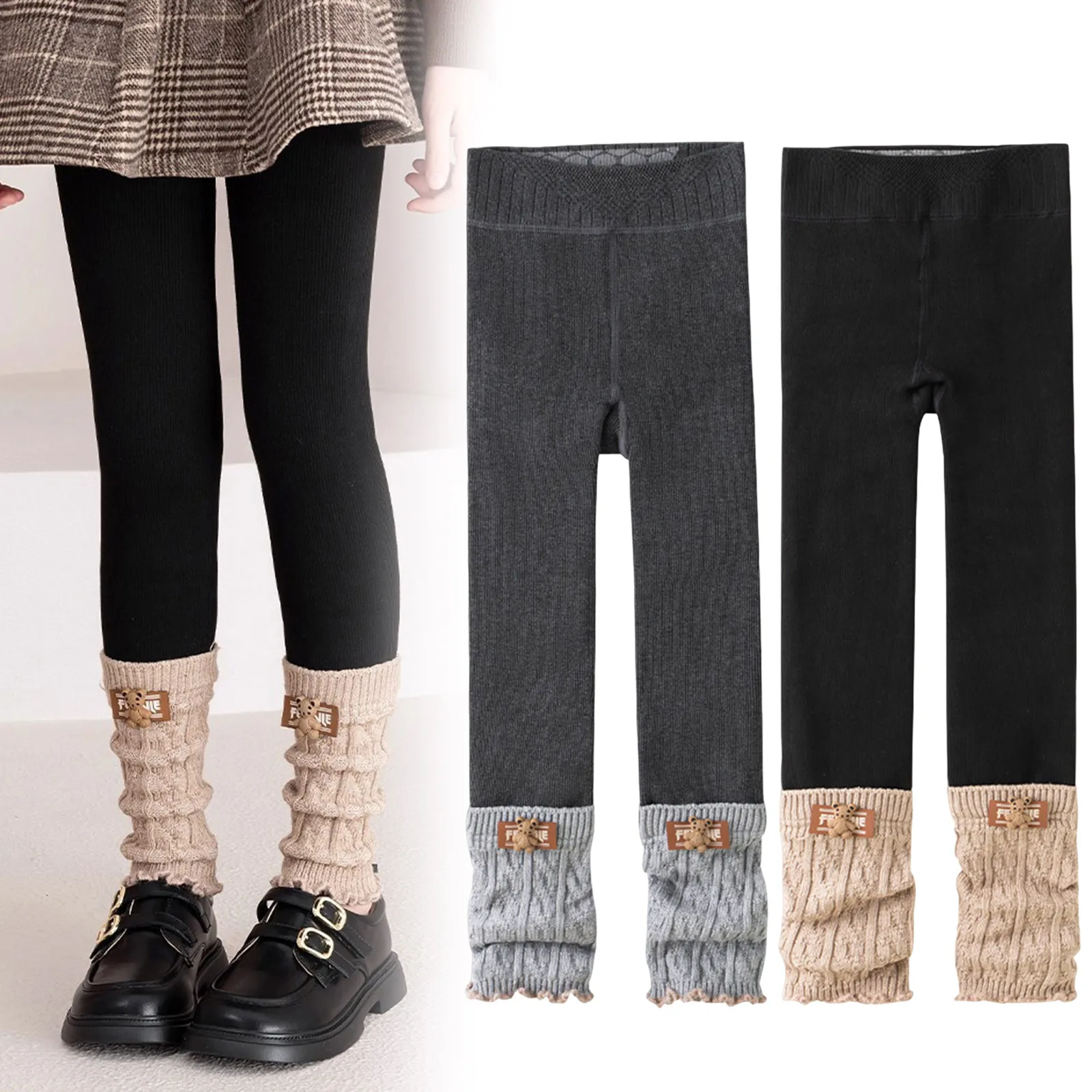 

Girl Bundle Girls Thick Fleece Lined Ruffle Leggings Baby Girls Cotton Knit Tights Comfy Soft Footless Pants T3 Girls Outfits