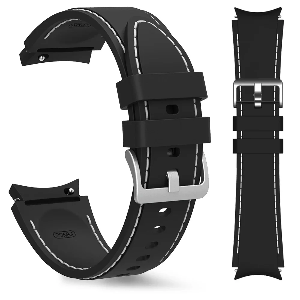 Silicone Strap for Samsung Galaxy Watch 7 6 5 4 40mm 44mm 5 Pro Bicolor Line Bracelet for Watch 4 6 Classic 42mm 46mm 43mm 47mm