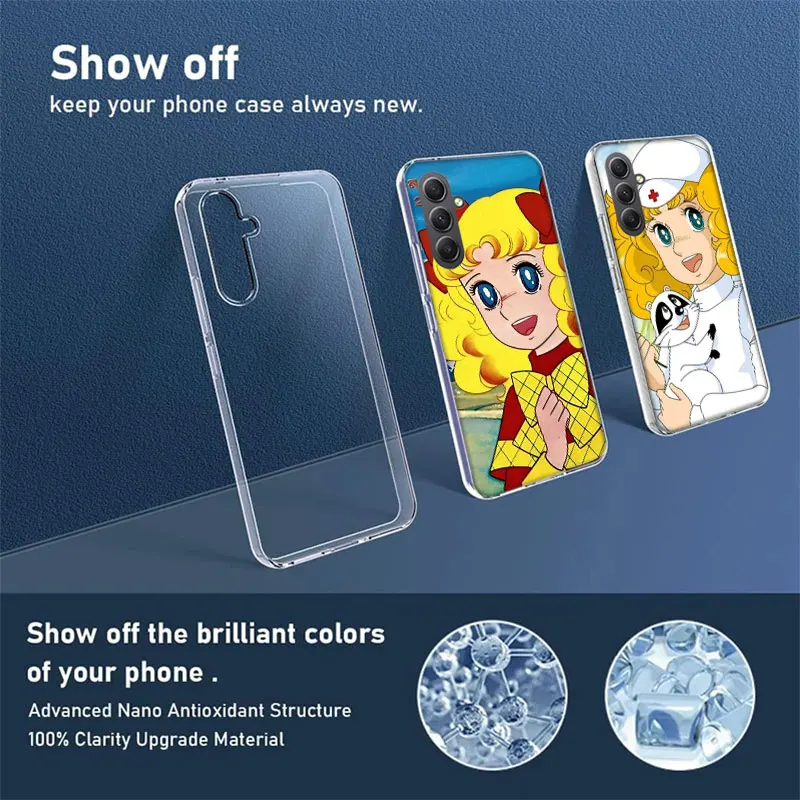 Candy Candy 90s telefono Anime per Samsung Galaxy A15 A25 A35 A55 A71 A51 A41 A31 A21 A11 M12 M30S M31 M32 M51 M52 J8 J6 J4 Cover C