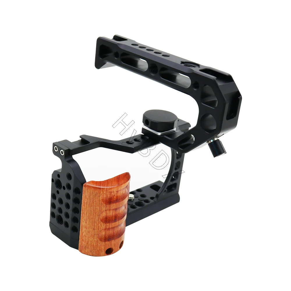 Stabilizzatore Rig per gabbia per fotocamera per Sony a6000 / A6100 /6300/6400/ A6500 staffa DSLR con impugnatura in legno scarpa fredda con