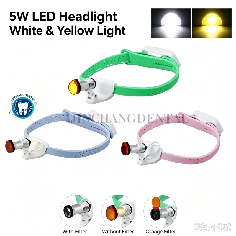 5W Wireless Ultra-light LED High-brightness Dentistry implant ENT Surgical Plastic Otolaryngology Headband Medical Headlight