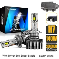 NOVSIGHT H7 140W 30000LM Car Led Canbus Lamp Bulbs Super Bright 800% up 6500K Headlight Head Lamp With Driver Box Super Stable