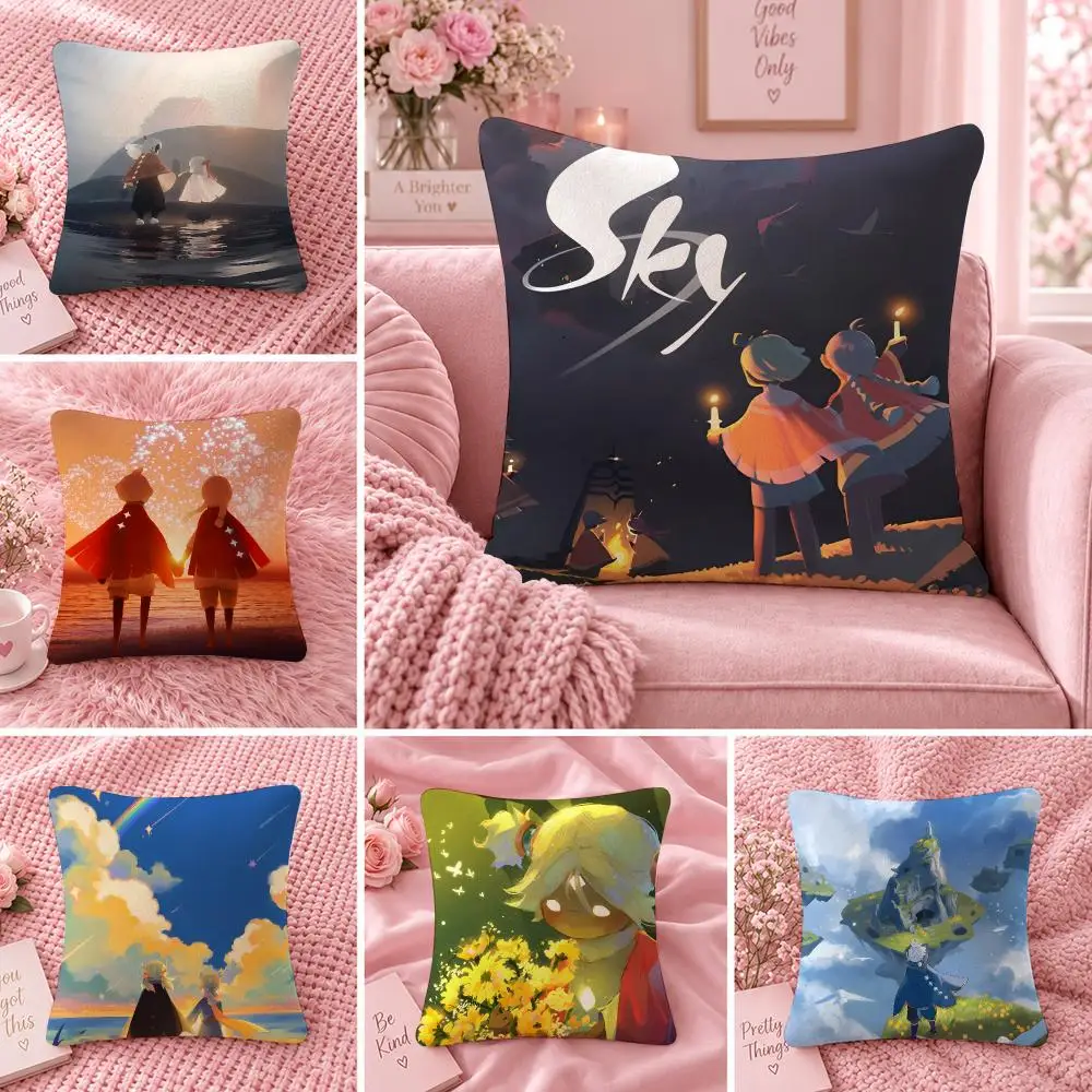Game Adventure S-Sky Children of the Light Cushion Cover Double Sided Print Short Plush Pillow Sofa Bedroom Dorm Room Decor Gift