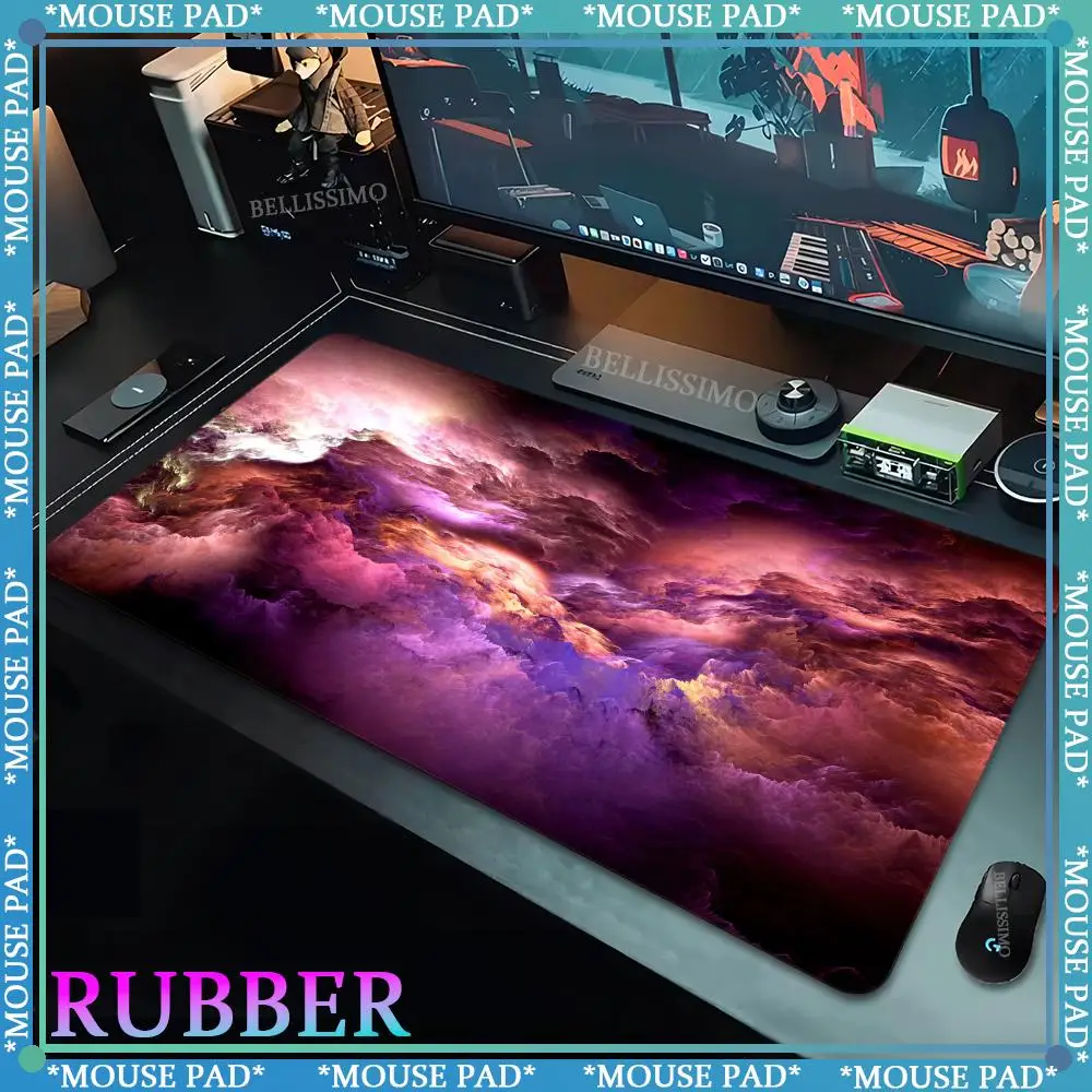 

Большой коврик для мыши Nebula, коврик для игрового стола Space Galaxy, фиолетовый, синий Planet Nerdy Aesthetic, длинный широкий удлиненный коврик для мыши на настольный коврик 32l