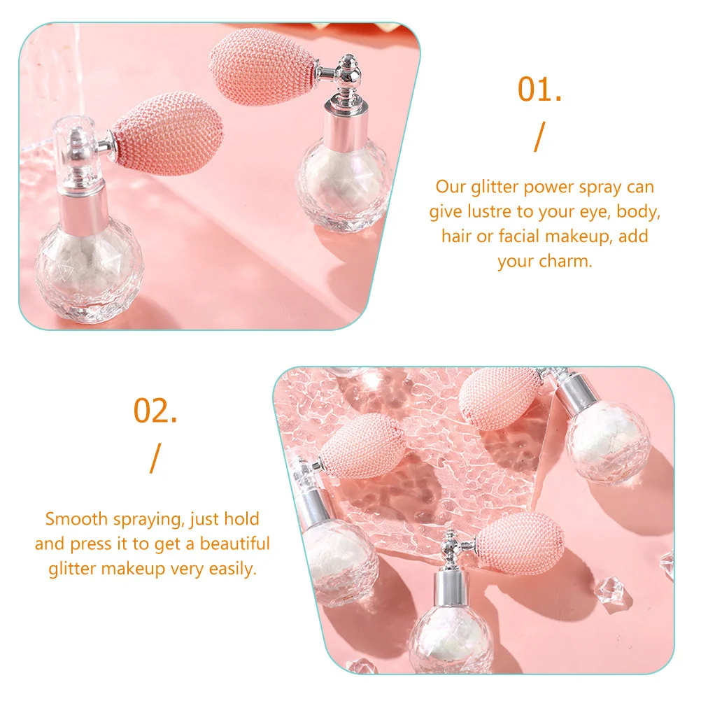 Iridescente diamante iluminador em pó spray glitter corpo shimmer brilho para cabelo rosto feminino festa de casamento palco brilho solto