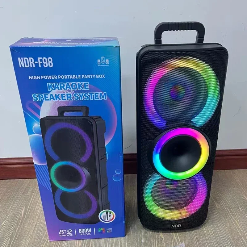 Imagem -03 - Alto-falante Bluetooth Rgb com Luz Led Colorida 800w Dupla Lâmpada de Polegada Flame Áudio ao ar Livre Karaoke Partybox Microfone Remoto Subwoofer fm