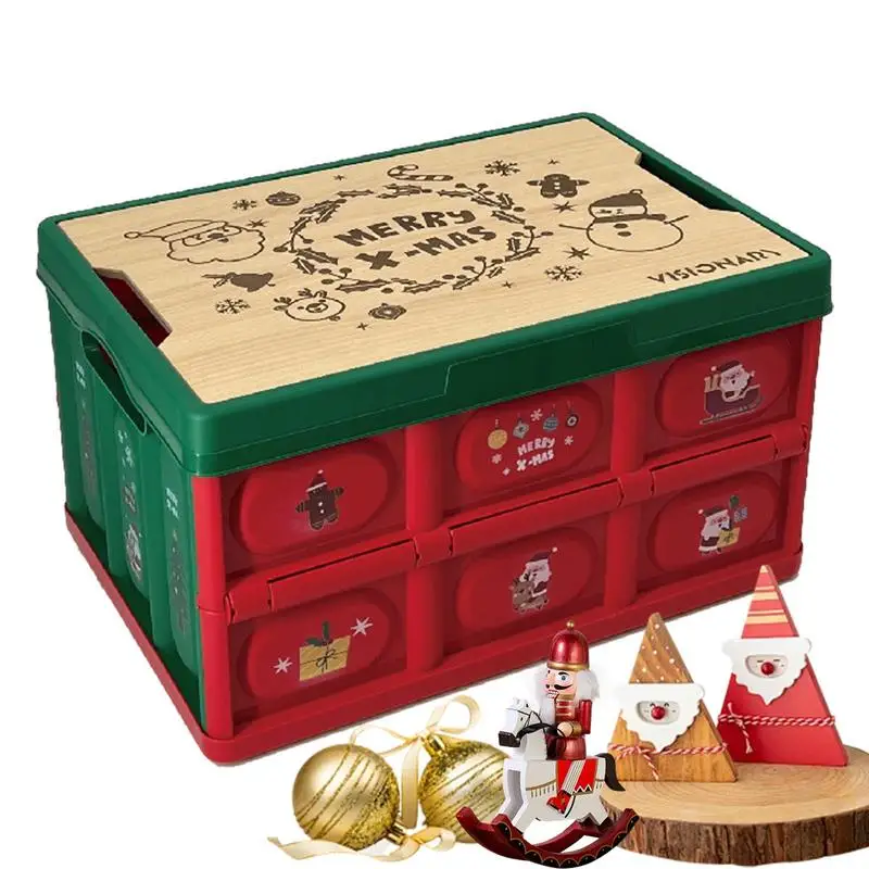 Christmas Folding Storage Box Christmas Ornament Storage Container Christmas Eve Gift Box Multi Compartments Organizer for party