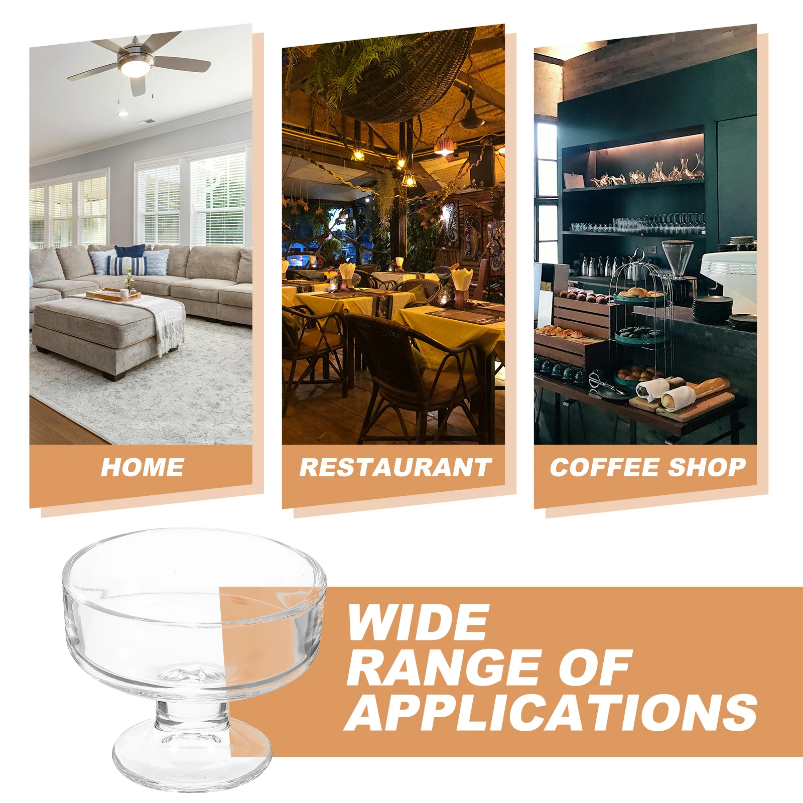 وعاء آيس كريم زجاجي 12 أونصة كوب حلوى عتيق الطراز عالي الوضوح وعاء تقديم قابل لإعادة الاستخدام لزبادي الفاكهة