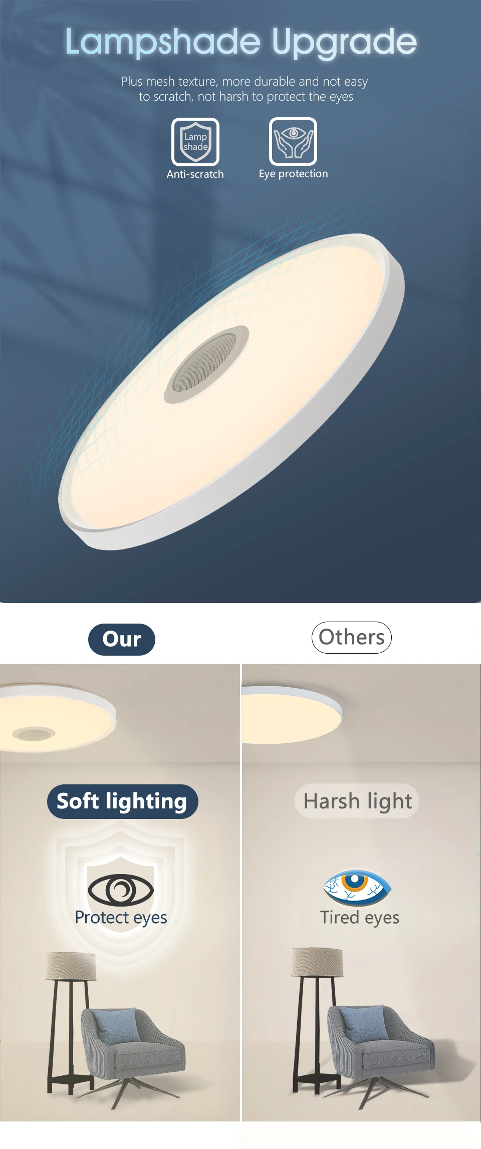 MARPOU LED Moderne Deckenleuchte RGB Bunte Dimmung APP Fernbedienung 18 Zoll Große Smart Home Musik Deckenleuchte Schlafzimmer – Detail 6