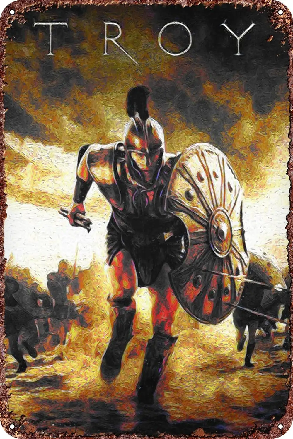 achilles troy Metal Vintage Tin Sign Movie Poster Bar Restaurant Wall Decoration Vintage Inspired Metal Sign 12x8 Inch