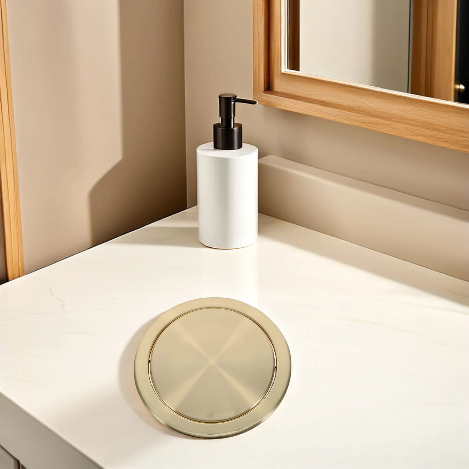 스테인리스 스틸 내장형 카운터탑 쓰레기통 뚜껑 - 주방 욕실 캐비닛용 매립형 스윙 디자인 - 냄새 차단 플러시