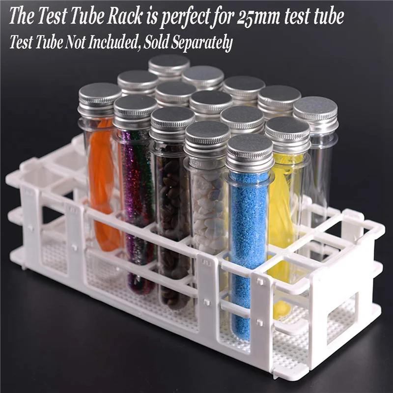 6Pcs Plastic Test Tube Rack 24 Holes Lab Test Tube Rack Holder For 25Mm Test Tubes, Detachable, White
