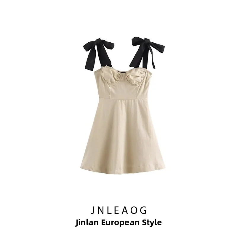 Vestido Decorativo em Camadas Estilo Street para Mulheres, Sem Mangas, Saia em A, Fibra de Poliéster, Cena Empresarial