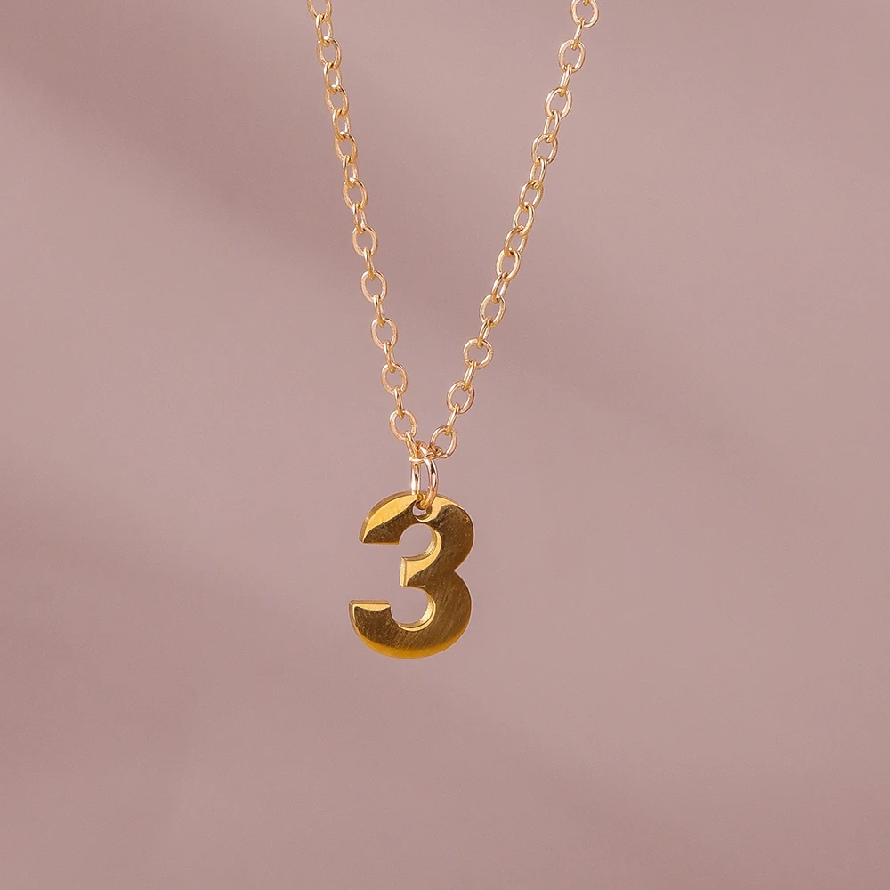 Aihua Mode Glück Initial Nummer 0-9 Anhänger Halskette für Frauen Männer Paar Einfache Arabische Ziffern Halskette Persönlichkeit schmuck – Detail 21