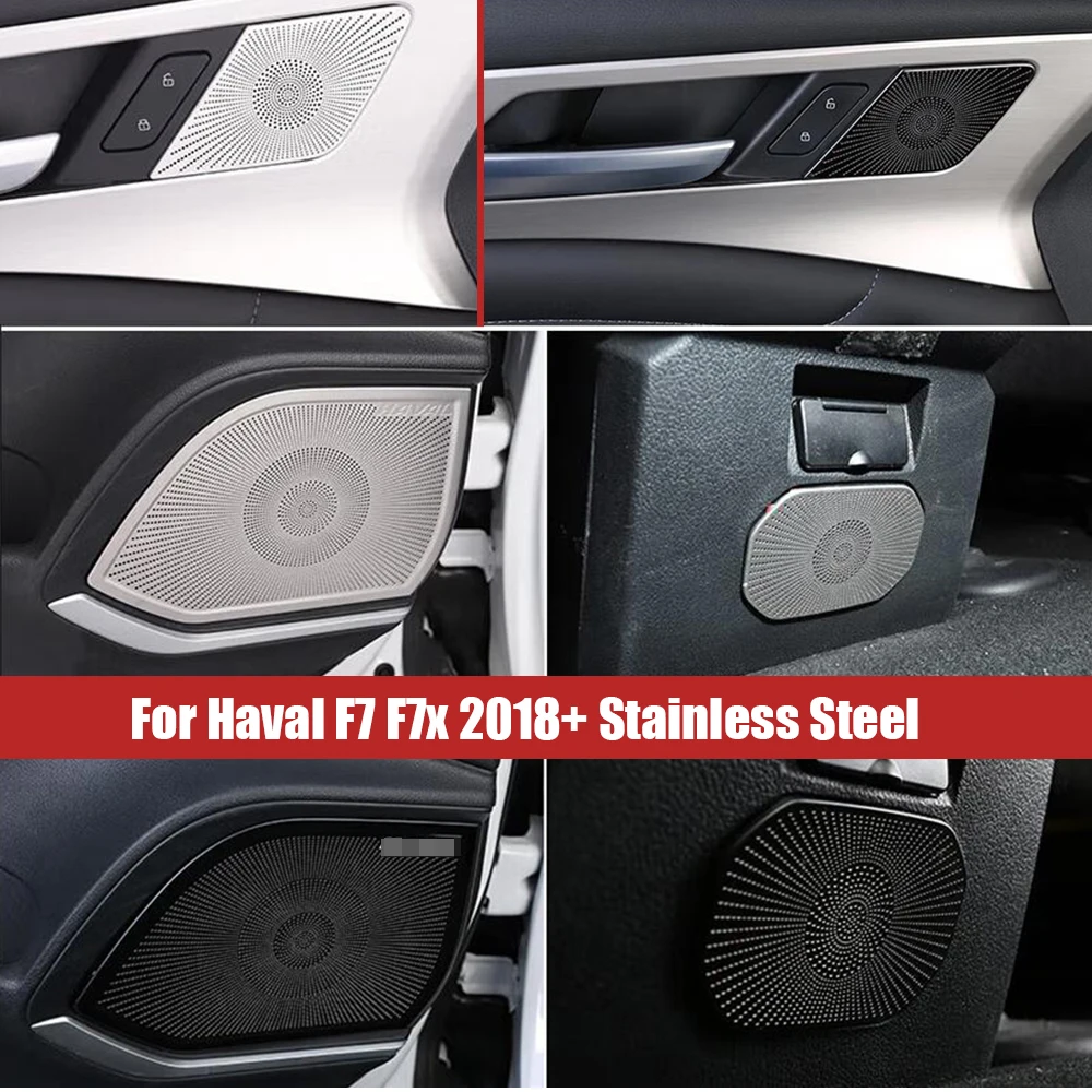 For Haval F7 F7x 2018-2020 Stainless Car Door audio Speaker Ring Inner handle rear air outlet horn Cover Trim Auto Accessories