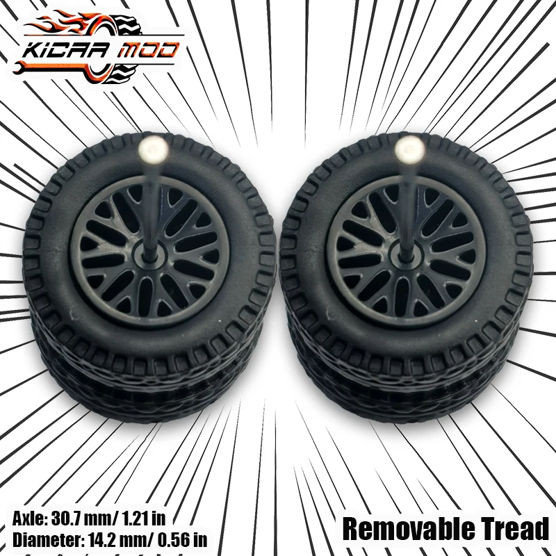 KicarMod 1/64 Off-Road Wheels (1set) for 1:64 Monster Truck Model Car Wheel Track: 0.71In Rubber Tires Set for Hot Wheels Toys