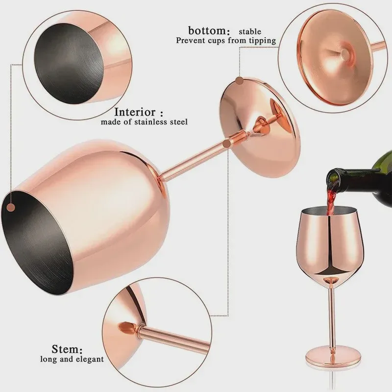Fotografia 6: Copo de vinho de aço inoxidável copos de metal quebra