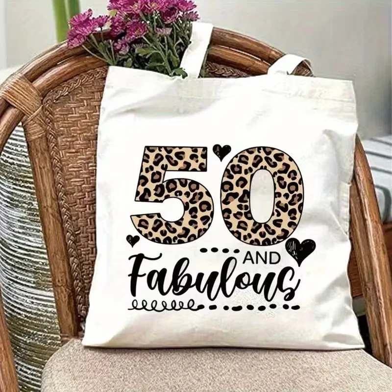 

pc Stylish 50th Birthday Tote Bag - Lightweight,Ideal for Daily Commute, Shopping, Picnics, Travel - Perfect Gift Shoulder Bag