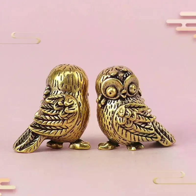 

1 шт., ретро фигурки птиц, мини-статуя совы, металлическая латунь, чай, украшение для домашнего животного, украшение для дома, аксессуары, миниатюры, ремесло