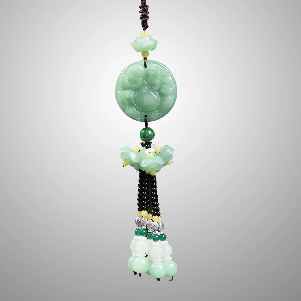 

Jade Gourd Car Hanging Pendant Light Green Rearview Mirror Ornament Blessing Richness Car Interior Styling Accessory