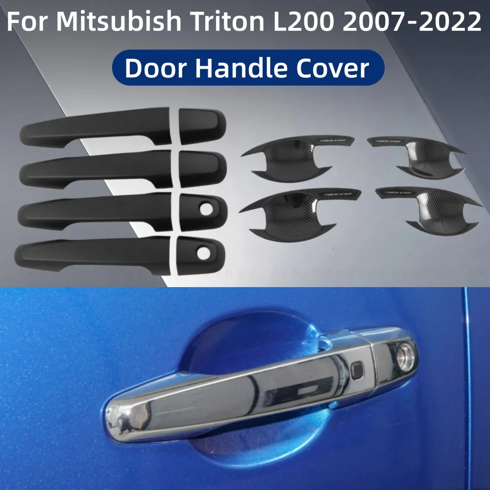 Car Upgrade Chrome Accessories Door Handle Bowl Cover Trim Paste Style For Mitsubish Triton L200 2007 2008 2009 2010 2011-2022